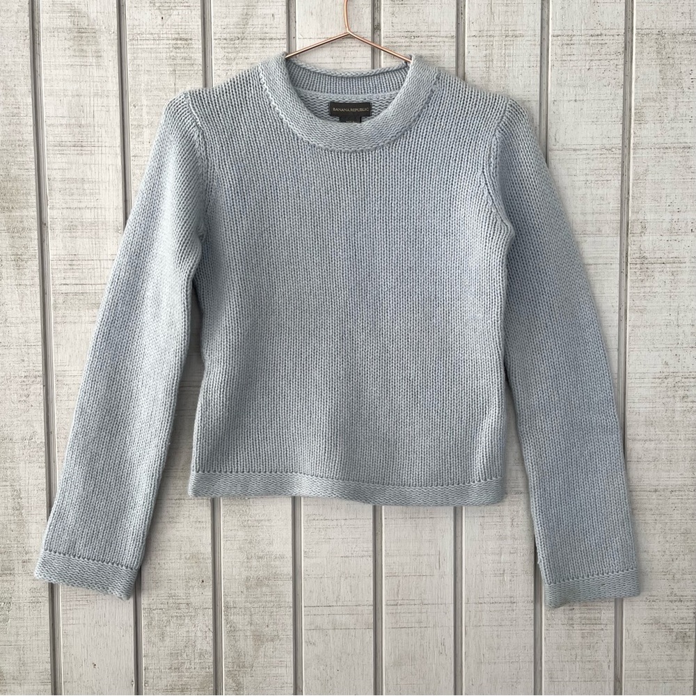 ✨ Vintage Banana Republic Blue Lambswool Knitted Sweater S Casual QuietLuxury